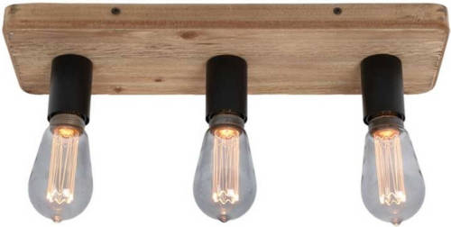 Freelight Plafondlamp Lenero 3 Lichts L 50 Cm Hout Zwart