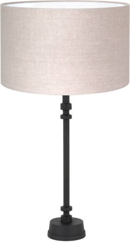 Light & Living Howell Tafellamp Zwart Met Beige Kap