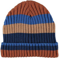 Sarlini gebreide muts bruin/blauw/camel