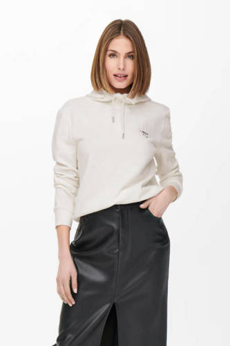 Only hoodie ONLNOOMI met logo gebroken wit