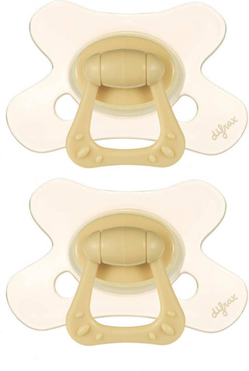 Difrax fopspeen Natural 6+ maanden Cotton Candy - Geel(2 stuks)