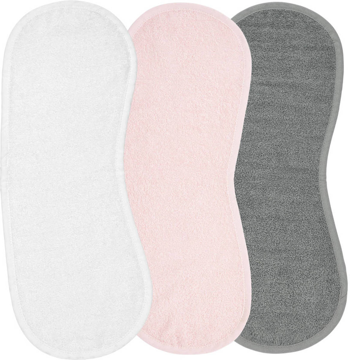 Meyco basic badstof spuugdoek schoudermodel - set van 3 wit/lichtroze/grijs