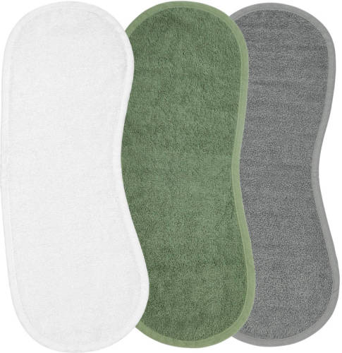 Meyco basic badstof spuugdoek schoudermodel - set van 3 wit/forest green/grijs