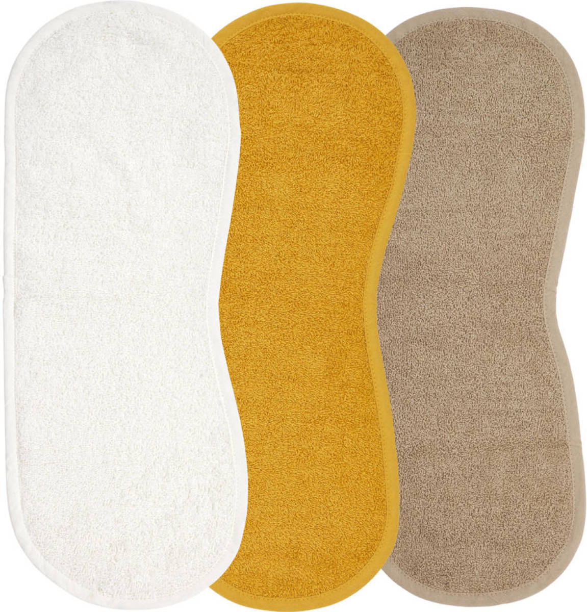 Meyco basic badstof spuugdoek schoudermodel - set van 3 offwhite/honeygold/taupe