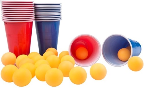 Tom beer pong kunststof bekers en ballen 48 delig