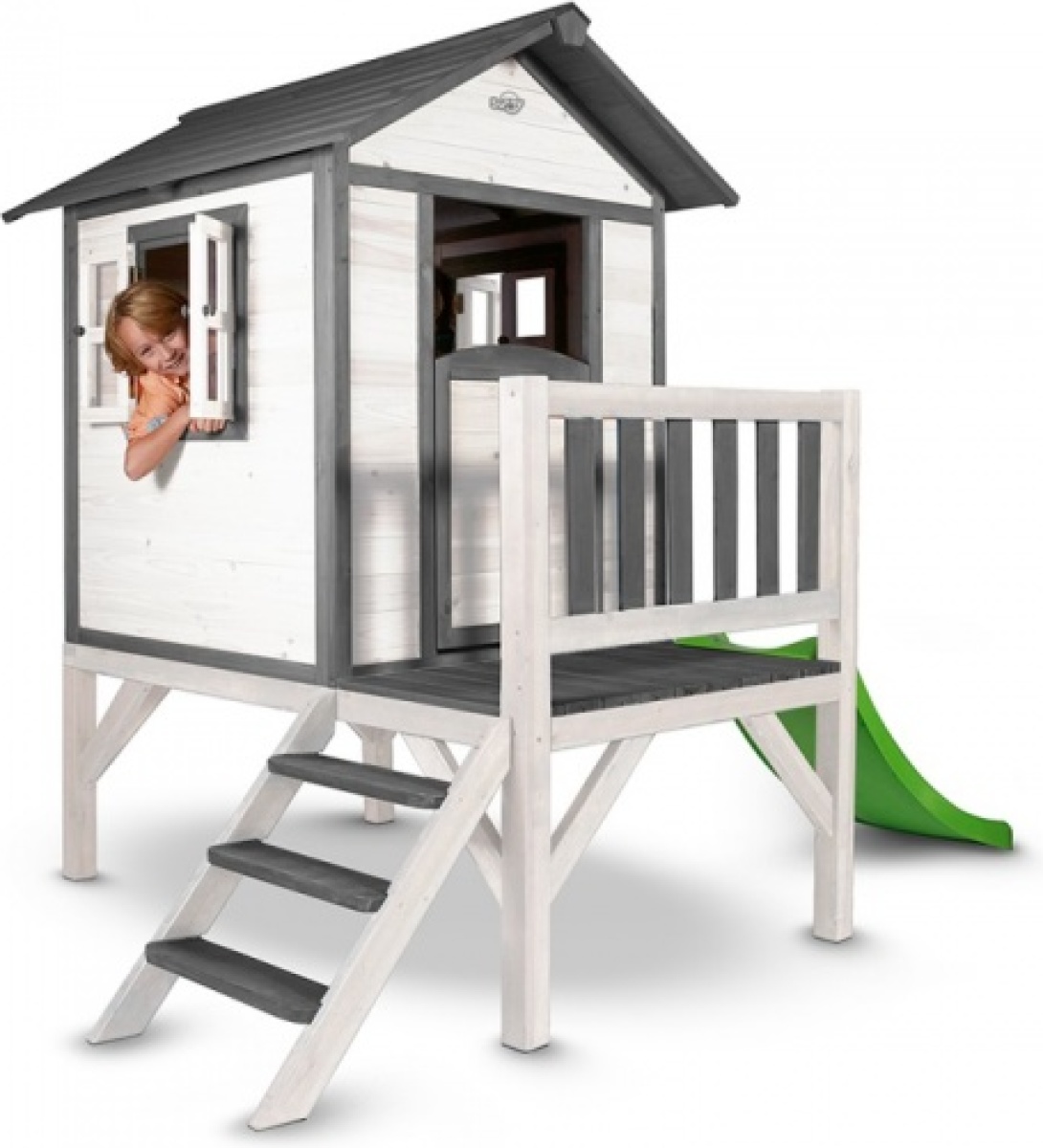 Sunny Lodge XL speelhuis grijs/wit 190 x 260 x 167 cm