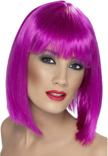 Smiffy's Neon Paarse Damespruik Met Pony