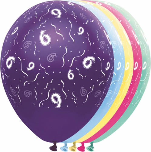 Folat 15x Stuks Helium Leeftijd Verjaardag Ballonnen 6 Jaar Thema - Ballonnen