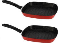 San Ignacio Set Van 2x Stuks Aluminium Grillpan Cordoba Vierkant Met Anti-aanbak Laag 27 Cm - Grilpannen