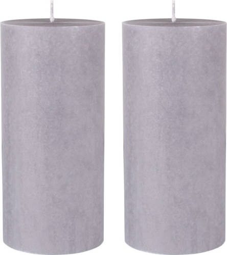 Duni 2x Stuks Grijze Cilinderkaarsen/ Stompkaarsen 15 X 7 Cm 50 Branduren - Grijs - Stompkaarsen