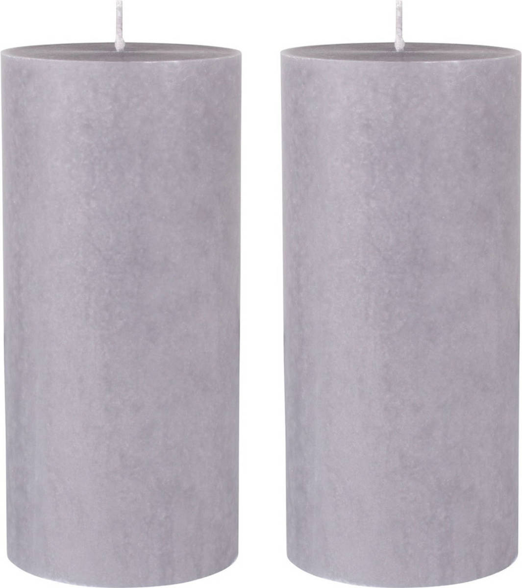 Duni 2x Stuks Grijze Cilinderkaarsen/ Stompkaarsen 15 X 7 Cm 50 Branduren - Grijs - Stompkaarsen