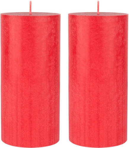Duni 2x Stuks Rode Cilinderkaarsen/ Stompkaarsen 15 X 7 Cm 50 Branduren - Stompkaarsen