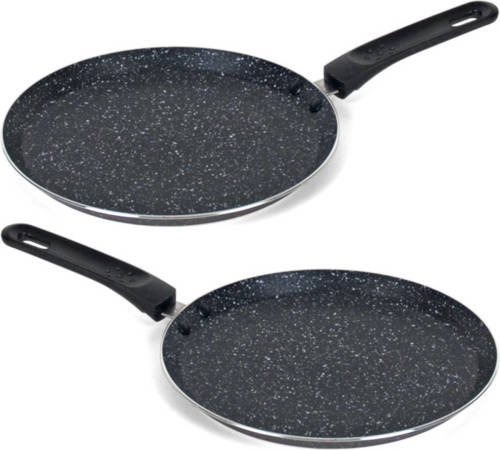 San Ignacio Set Van 2x Stuks Aluminium Zwartepannenkoekenpannen/crepepannen 24 Cm Met Anti-aanbak Laag - Pannenkoeken/crepes