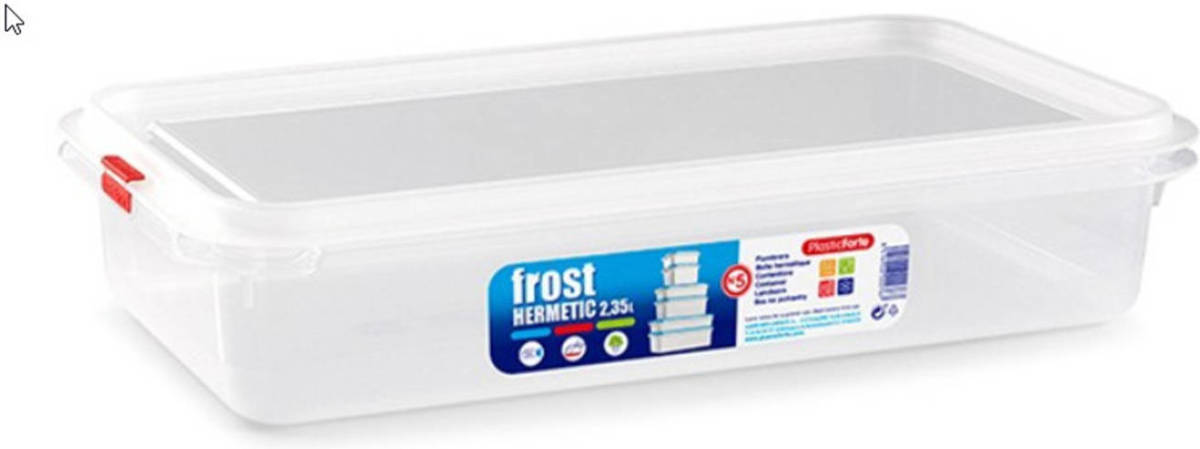 Forte Plastics 1x Diepvries/koelkast Vershoudbakje Met Stevige Deksel 2.35 Liter 32,5 X 18 X 6,7 Cm- Luchtdicht Afgesloten
