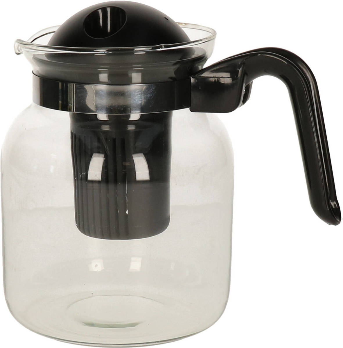 Bellatio Design Glazen Transparante Theepot 1,5 Liter Met Zwart Filter - Theepotten