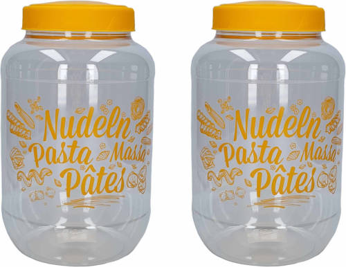 Hega Hogar Pasta Voorraadpot/bewaarpot Gele Deksel 3700 Ml Kunststof 15,5 X 25 Cm - Voorraadpot