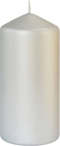 Duni Zilveren Cilinderkaarsen/ Stompkaarsen 15 X 7 Cm 52 Branduren - Mat Zilver - Stompkaarsen