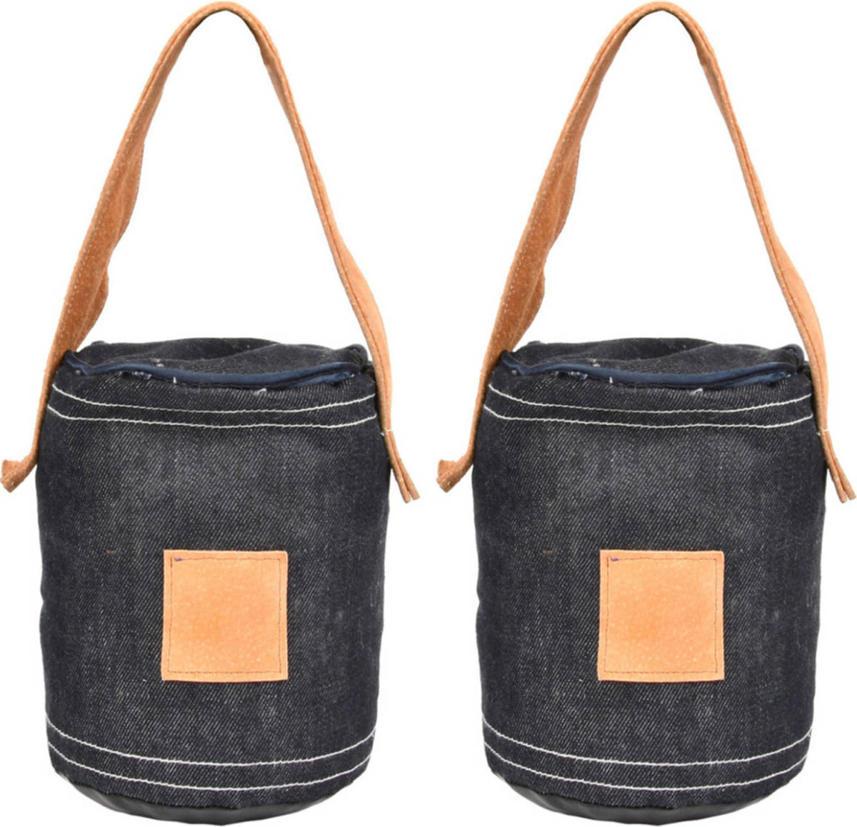 Best for Boots 2x Deurstoppers Denim/jeans En Leer 13 X 17 Cm - Deurstoppers