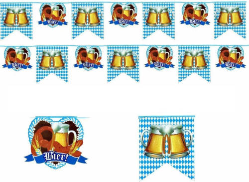 Benza Bier Vlaggenlijn Xl Formaat - Oktoberfest - 6 Mtr - Blauw