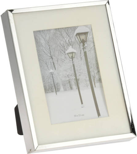 Bellatio Design Fotolijstje/fotoframe 17 X 22 Cm Met Zilver Metalen Rand - Fotolijsten