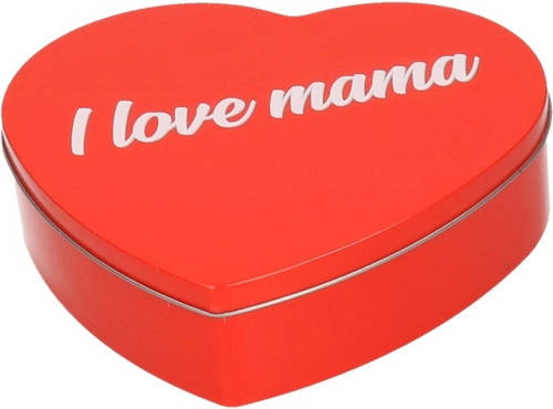 Bellatio Decorations Rood I Love Mama Hart Blik Cadeau Snoeptrommel 18 Cm - Voorraadblikken