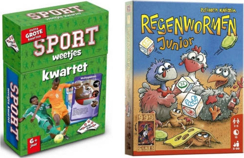 999 Games Spellenbundel - 2 Stuks - Kwartet Sport Weetjes & Regenwormen Junior