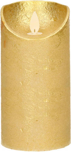 Anna's Collection 1x Gouden Led Kaarsen / Stompkaarsen 15 Cm - Luxe Kaarsen Op Batterijen Met Bewegende Vlam