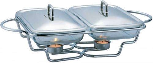 KINGHOFF 1412 - Dubbele Warmhoudschaal - Rechaud - Rvs