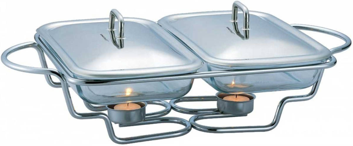 KINGHOFF 1412 - Dubbele Warmhoudschaal - Rechaud - Rvs