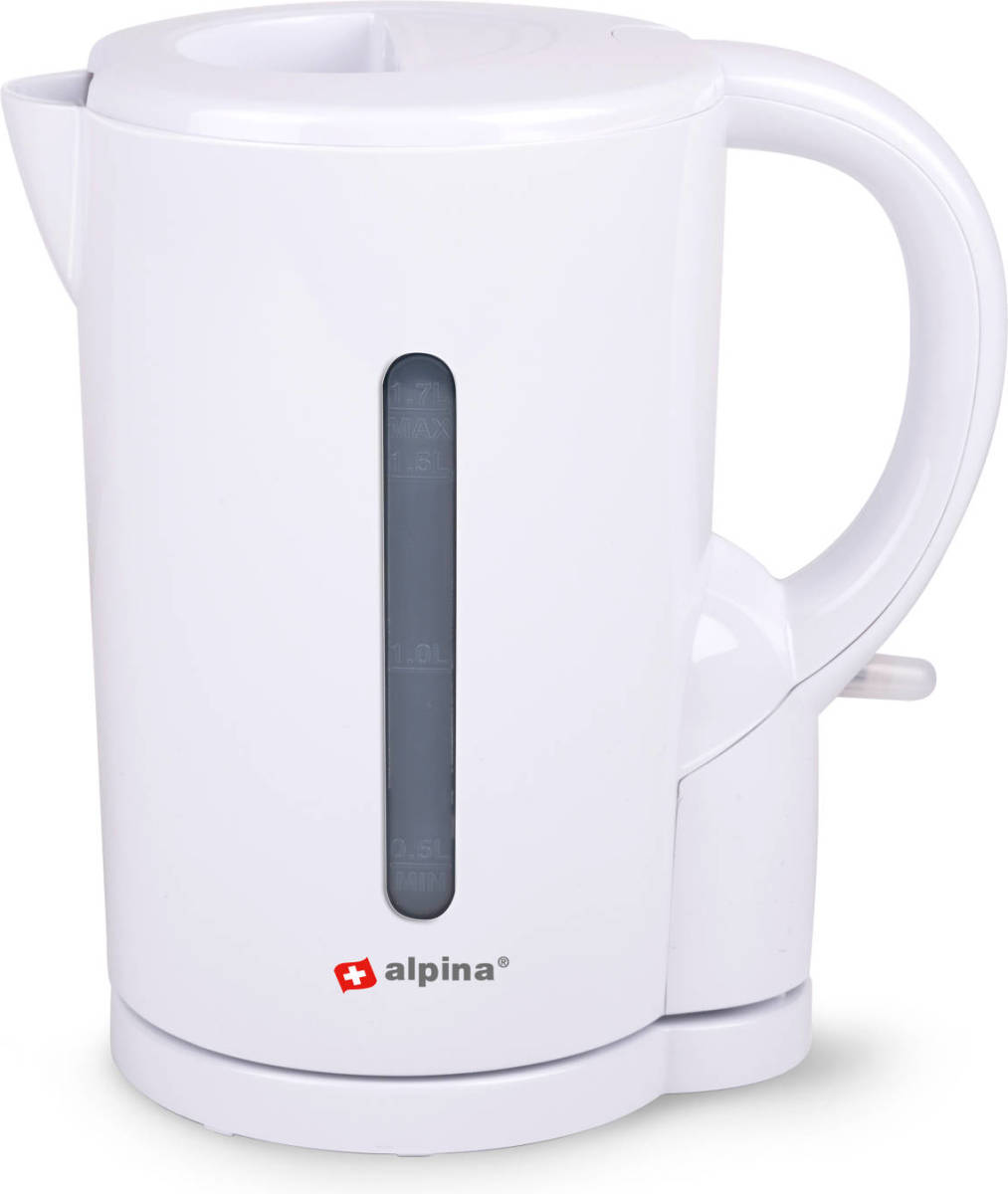 Alpina Waterkoker - 1,7 Liter - 2200 Watt - Snoerloze Kan - Droogkookbeveiliging - Wit