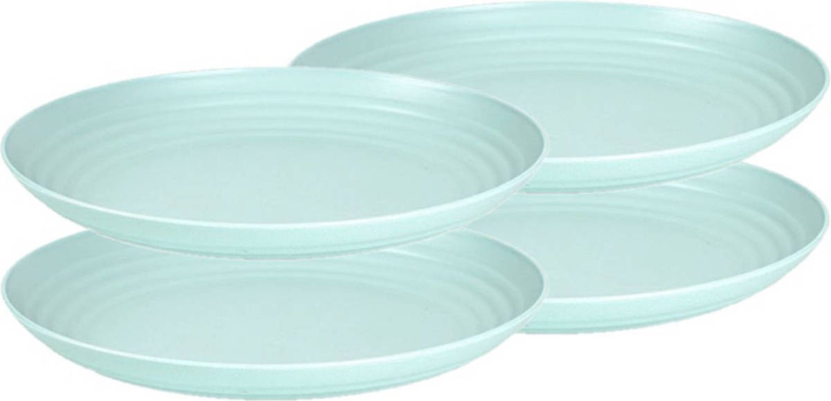 Forte Plastics Set Van 4x Stuks Rond Kunststof Borden Groen 25 Cm - Herbruikbaar - Dinerbord - Barbecuebord - Campingbord