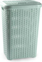Forte Plastics Grote Rotan Wasmand Met Deksel Van 60 Liter In Het Lichtgroen - Wasmanden