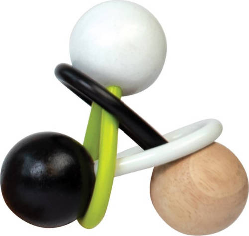Manhattan Toy Bijtring Junior 11,43 Cm Hout/siliconen Zwart/wit/groen