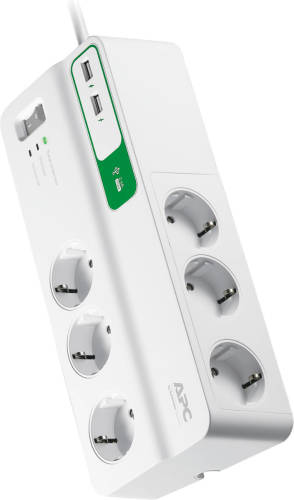 APC Stekkerdoos Met Overspanningsbeveiliging 6x (+Usb)