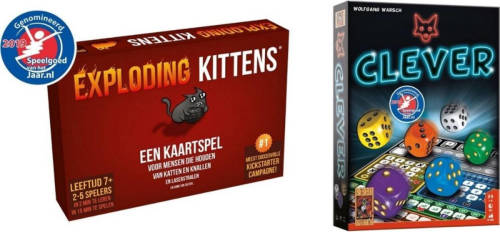 999 Games Spellenbundel - Kaartspel - 2 Stuks - Exploding Kittens & Clever