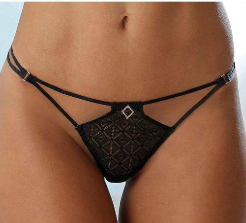 Petite fleur gold String met bandjes met strasdetails aan beide kanten opzij