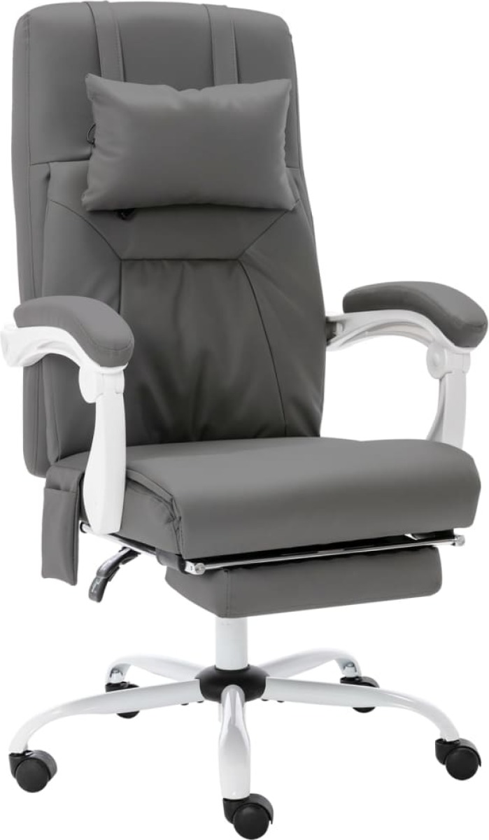 VidaXL Kantoormassagestoel kunstleer grijs