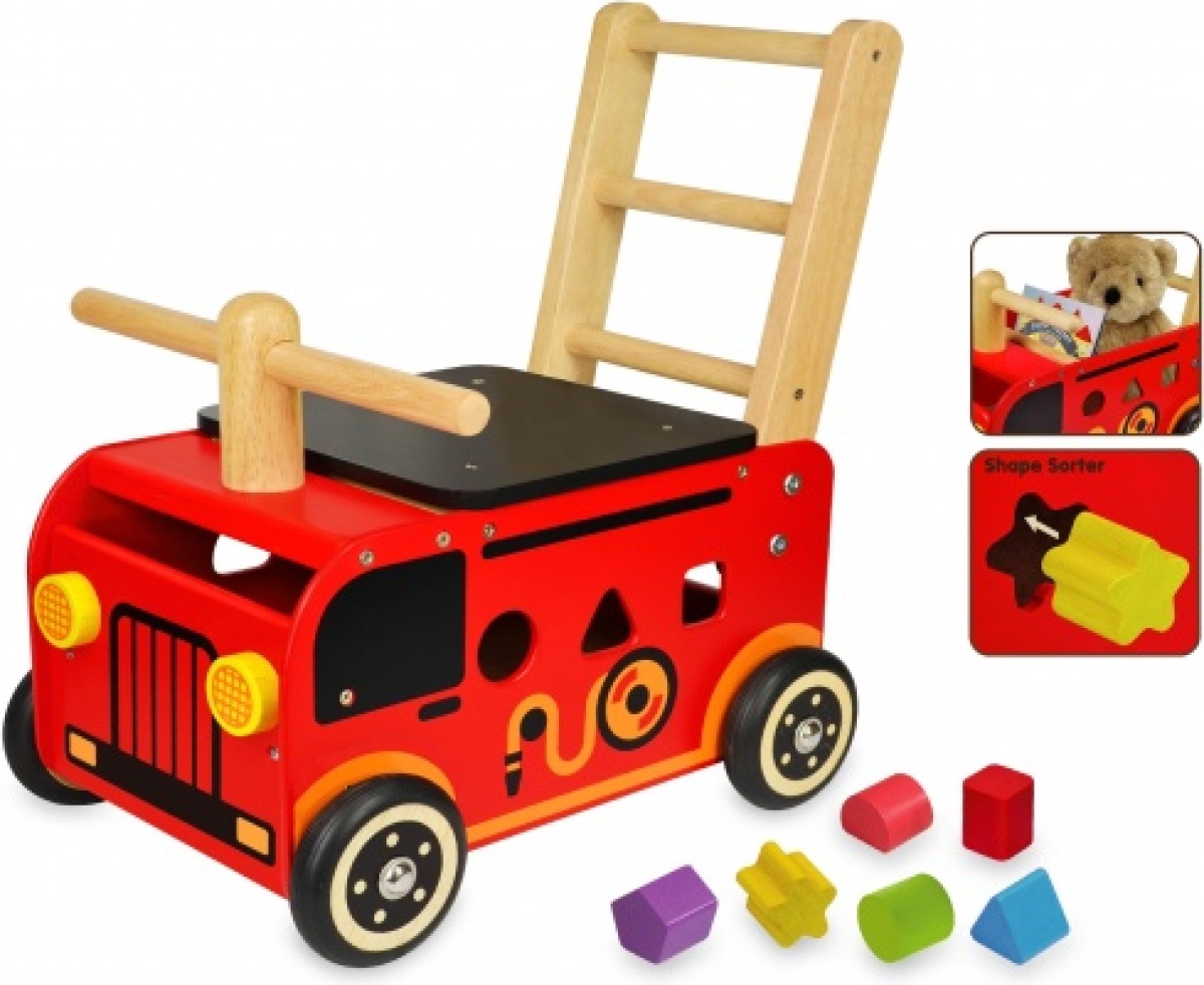 I'm Toy loopduwwagen brandweer 39 cm rood