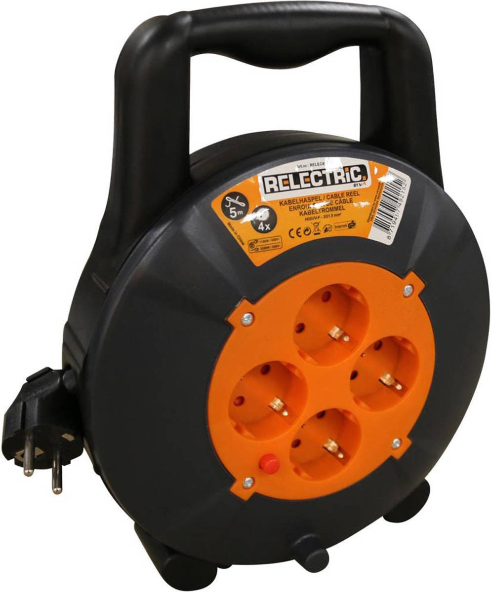 RELECTRIC Kabelhaspel - 5m - 4 Stopcontacten
