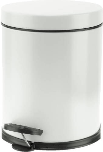 Cosy and Trendy Vuilnisbak/pedaalemmer Wit 5 Liter 24 Cm Rvs - Afvalemmers - Prullenbakken
