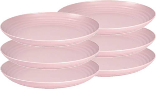 Forte Plastics Set Van 6x Stuks Rond Kunststof Borden Oud Roze 25 Cm - Herbruikbaar - Dinerbord - Barbecuebord - Campingbord