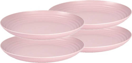 Forte Plastics Set Van 4x Stuks Rond Kunststof Borden Oud Roze 25 Cm - Herbruikbaar - Dinerbord - Barbecuebord - Campingbord