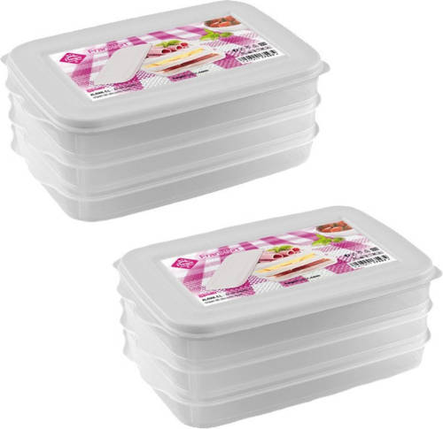 Hega Hogar 6x Vleeswarendoos Voedsel Bewaarbakjes Transparant/wit 26 X 16 X 10 Cm - Vershoudbakjes