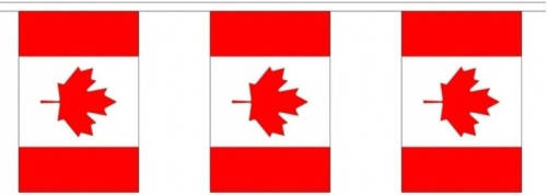 Bellatio Decorations 3x Buiten Vlaggenlijn Canada 3 Meter - Canadese Vlag - Supporter Feestartikelen - Landen Decoratie En Versieringen