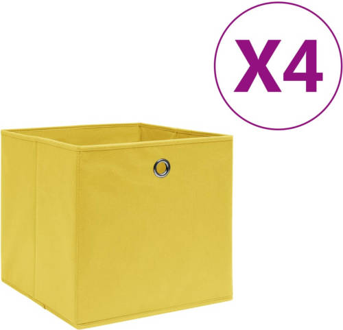 VidaXL Opbergboxen 4 St 28x28x28 Cm Nonwoven Stof Geel