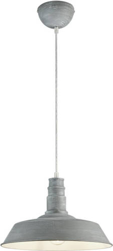 BES LED Led Hanglamp - Hangverlichting - Trion Wulo - E27 Fitting - Rond - Beton - Aluminium