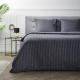 Luna Bedding Embossed Stripes - Antraciet 2-persoons (200 x 220 cm + 2 kussenslopen) Dekbedovertrek