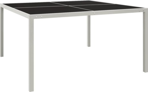 VidaXL Tuintafel 130x130x72 cm staal en glas grijs