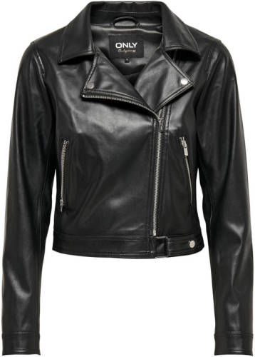 Only imitatieleren bikerjack ONLBEST zwart