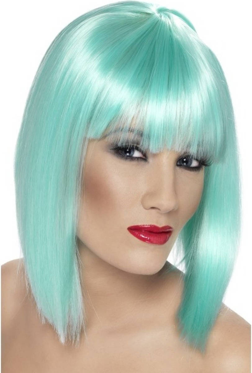 Smiffy's Neon Mintgroene Damespruik Met Pony